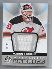 12-13 SP GAME USED AUTHENTIC FABRICS FIGHT STRAP #AF-MB MARTIN BRODEUR 11/15