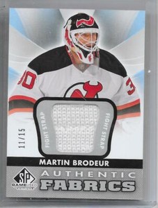 12-13 SP GAME USED AUTHENTIC FABRICS FIGHT STRAP #AF-MB MARTIN BRODEUR 11/15