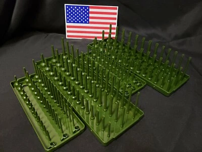 Hansen - 4 Pc- 3 Row Socket Tray Metric SAE Storage Rack Holders 1/4" & 3/8"