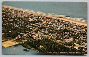 Cartolina veduta aerea penisola Daytona Beach Florida Water Tower Beach FL lino - Foto 1 di 2