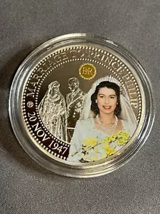 20 Nov 1947 Marriage To Prince Philip Platinum Plated Queen Elizabeth Coin (QE1) - Picture 1 of 15