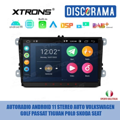 AUTORADIO ANDROID 11 STEREO AUTO VOLKSWAGEN GOLF PASSAT TIGUAN POLO SKODA SEAT - Immagine 1 di 4