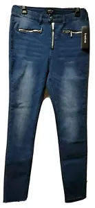 Neu mit Etikett BEBE Damen-Skinny-JEANS mit Reißverschlussakzenten Größe 28 indigoblau Stretch 79 $ - Bild 1 von 4
