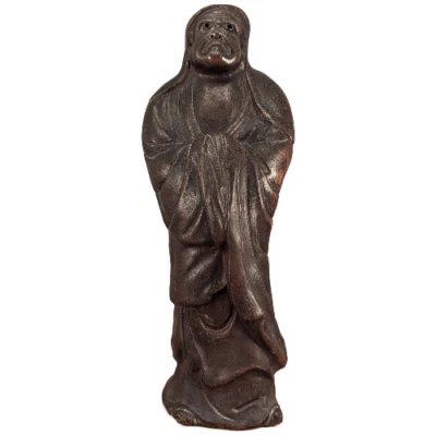 Antique Japanese Bizen Ceramic Pottery Statue Okimono of Daruma Japan - Image 1 of 4