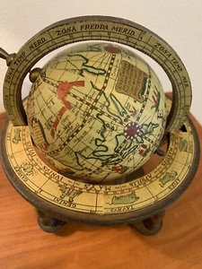 Mesa del Viejo Mundo Globo Astrología Zodiaco Madera Celestial Laurie Ware de Colección Japón - Imagen 1 de 11