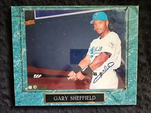 Foto autografiada firmada por Gary Sheffield de los Marlins de la Florida temporada inaugural y placa certificado de autenticidad - Imagen 1 de 8
