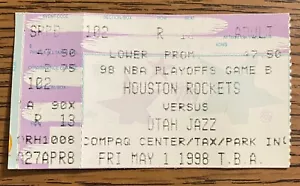 1998 NBA Playoffs First Round Houston Rockets Vs Utah Jazz Ticket Stub - Picture 1 of 2