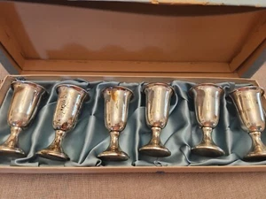 Vintage STERLING Cordial Kelche Set 6 Originalkarton Neu - Bild 1 von 8
