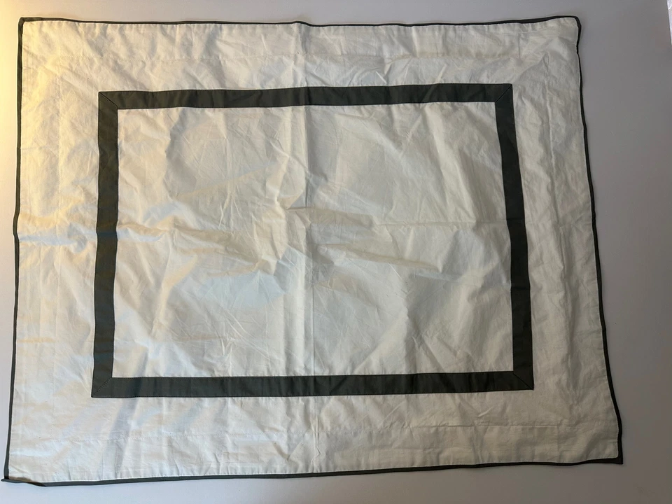 POTTERY BARN organic cotton Gray MORGAN banded standard pillow sham - Image 1 of 2