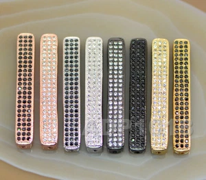 Zircon Gemstone Pave Curved Tube Bar 5x35mm Bracelet Connector Charm Beads - Picture 1 of 17