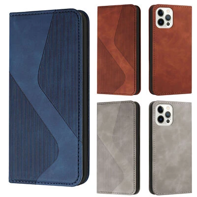 Magnetic Leather Wallet Phone Case For iPhone 16 15 14 13 12 11 Pro Max 8 16E XR - Image 1 of 4