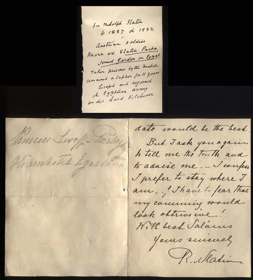 Autograph Major-General Sir Rudolf Anton Carl Freiherr von Slatin - Slatin Pasha - Image 1 of 1