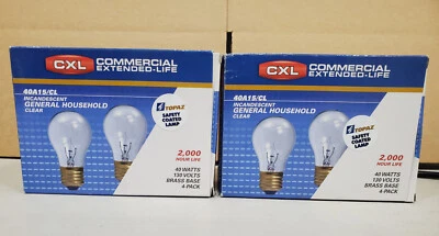 (8 Pack) CXL 40A15CL-130V 40W CLEAR APPLIANCE A15 BULB 40A15/CL - Image 1 of 4