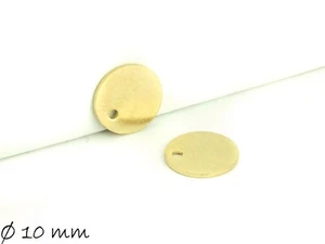 10 ud. Colgante Sello Plaquetas En Blanco Redondo Acero Inoxidable, Ø 10mm, Oro - Imagen 1 de 1