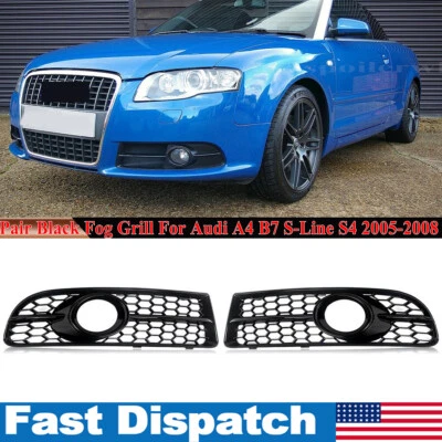 Honeycomb Front Bumper Fog Light Grille Cover For Audi A4 B7 S-Line S4 2005-2008 — 第 1/4 张图片