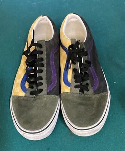 Vans Old Skool Mens Shoes Size 11.5 Green Suede Yellow & Black Checkerboard Rare - Picture 1 of 6