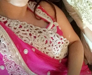Pink sari with blouse. Has a slight tear where safety pin was to hold pleates - Picture 1 of 4