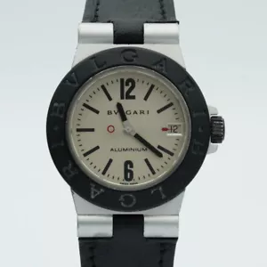 OROLOGIO BULGARI ALLUMINIO QUARZO DONNA 32MM AL32TA VINTAGE RARO CON CINTURINO PELLE BV007 - Foto 1 di 10