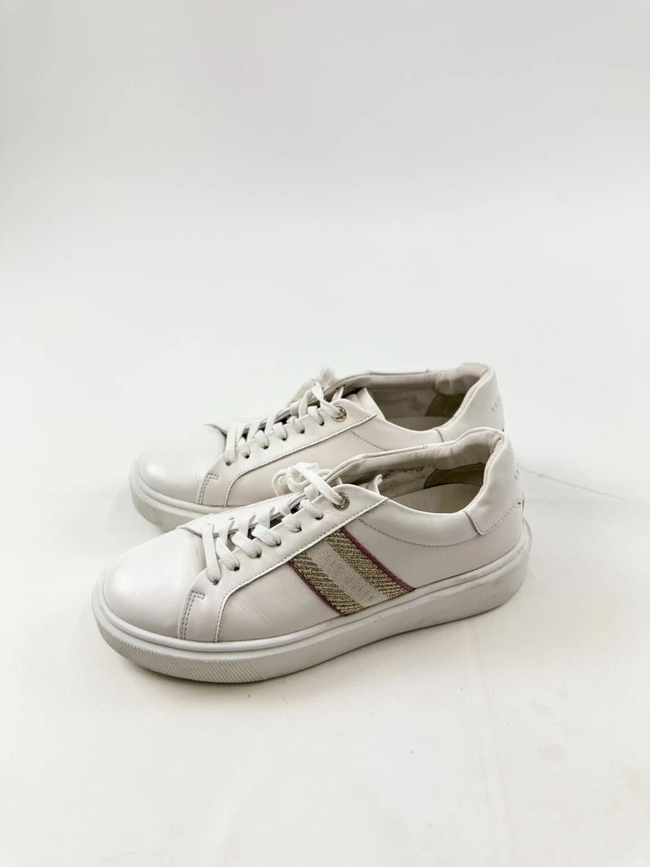 Ted Baker Sneakers Womens US 8.5 EU 39 White Metallic Detail Webbing Trainers - Image 1 of 4