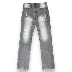 Southpole Herren dunkelgrau distressed Biker Skinny Stretch Jeans Größe 32 (31 x 31) - Bild 1 von 14