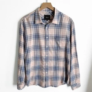 Rails Wyatt Shirt Mens Medium Blue Pink Plaid Button Up Cotton Minimalist Beach - Picture 1 of 15