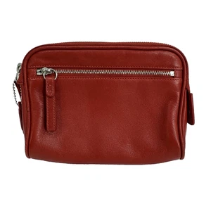 Vintage Coach Rot Leder Overnight Kosmetik Make Up Reise Etui Tasche Selten - Bild 1 von 8