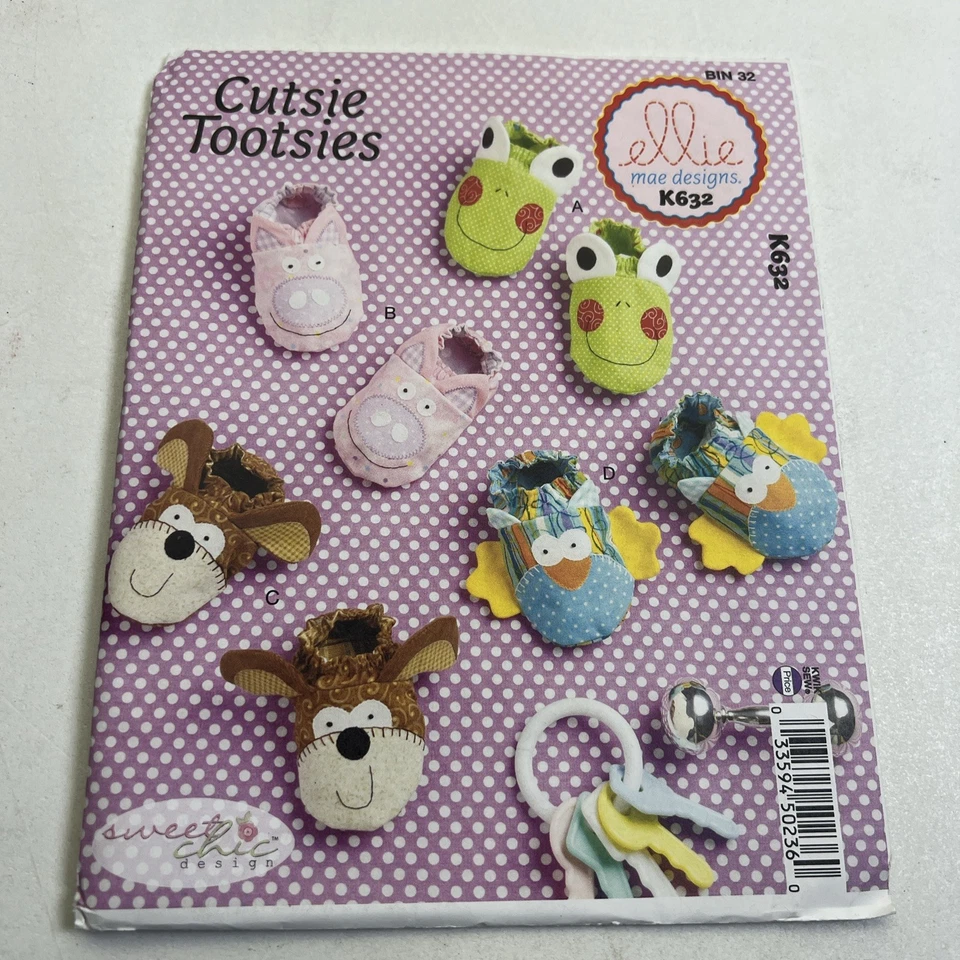 Kwik Sew Ellie Mae Sewing Pattern 4369 0170 K632 Baby Infant Booties Size S-XL - Image 1 of 4