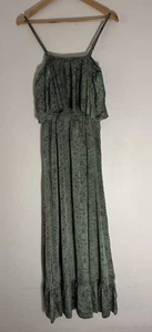 Ishka Maxi Dress Size XS Paisley Green Satin - Picture 1 of 9
