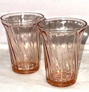 2 Jeannette SWIRL PINK 4" - 9 oz WATER TUMBLERS - Picture 1 of 1
