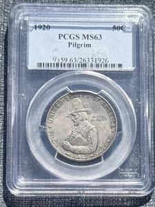 1920  PILGRIM COMMEMORATIVE HALF DOLLAR  PCGS  MS63 - Picture 1 of 2