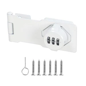 4.5" Combination Rotary Hasp Latch Lock 3-Digit Password Cabinet White - Picture 1 of 7