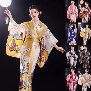 Women Kimono Floral Yukata Bride Nightgown Pajama Dress Japanese Cosplay Costume - Picture 1 of 19