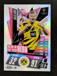 2020-21 Topps Chrome Match Attax UCL - Rifrattore #176 Erling Haaland Dortmund - Foto 1 di 2