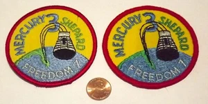 Parches - Lote de 2 - Mercury 3 - Freedom 7 - Aproximadamente 2,75" a través - Shepard - Bueno - Imagen 1 de 2