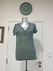 Diesel Sheer Green Blouse Womens Size Small Stretchy Vertical Stripes Rare