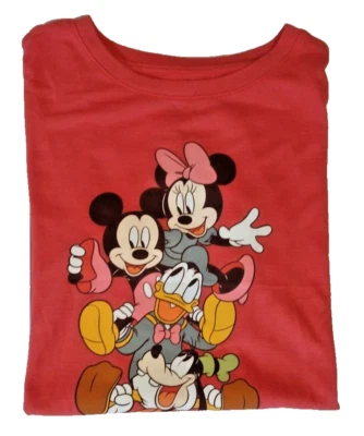 Disney Youth Coral Short Sleeve T-Shirt Mickey and Friends Size L (11-13) - Image 1 of 4