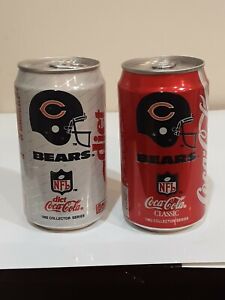 2 VINTAGE 1992 CHICAGO BEARS NFL COCA COLA & DIET COKE CANS BOTTOM DRAINED 