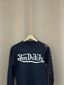 Von Dutch Mens Sweatshirt Chest Logo Navy Blue Jumper Size S/M - Picture 1 of 10