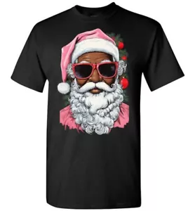 T-shirt maglietta nera afroamericana Babbo Natale - Foto 1 di 12