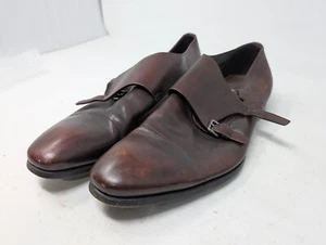 Prada Brown Leather Mens Monk Strap Dress Shoes Size 9 - Picture 1 of 9