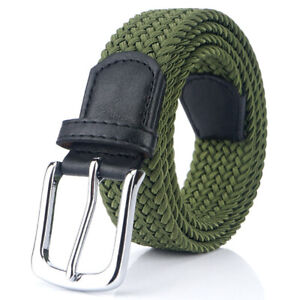 Canvas Elastic Belt Unisex Pin Buckle Casual Belt for Young Students Woven Belt