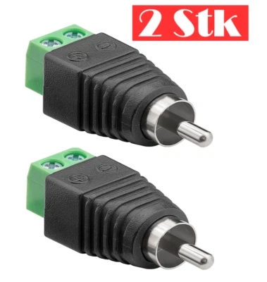 GOOBAY 2 Stück Cinch-Stecker Adapter auf Klemmen - Chinch Stecker RCA auf Terminalblock