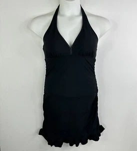 Spanx Assets by Sara Blakely One Piece Black Ruffle Halter Swim Dress XL - Picture 1 of 13