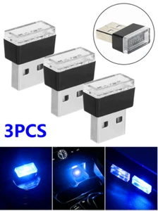 3* Blue Mini LED USB Car Interior Light Neon Atmosphere Ambient Lamp Accessories - Imagen 1 de 14