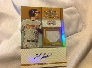 NICK MARKAKIS 2012 TOPPS TRIPLE THREADS JERSEY RELIC AUTO 14/25 Braves Orioles - Picture 1 of 2