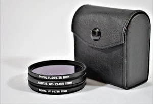 CAMERA FILTER SET 52mm  UV, FL-D (FLUORESCENT), CPL (POLARIZER), DIGITAL, FILM - Picture 1 of 2
