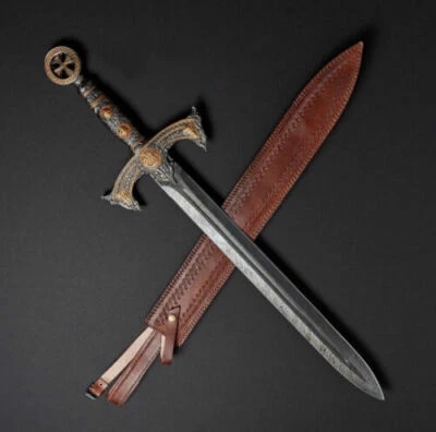 HERMOSO CUSTOME HECHO A MANO 30" Damasco Acero Templario Cruzado Caballero Medieval' Foto 1 de 3