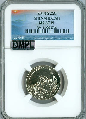 2014 S SHENANDOAH QUARTER NGC MS67 MAC PL DMPL 2ND FINEST GRADE  .  - Image 1 of 4