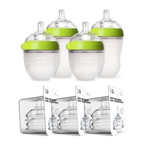 Ultra Safe Silicone Baby Bottle Bundle - 7-Piece Set for Smooth Feeding - Picture 1 of 8