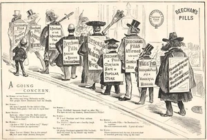 Beecham's Pills Men On Sidewalk Human Billboards 1889 Antique Print Ad - Picture 1 of 2